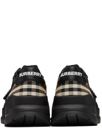 Burberry Black Vintage Check Leather Mesh Sneakers