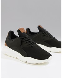 Bershka Chunky Sole Trainer In Black With Brown Detailing