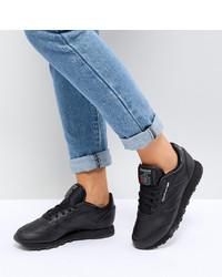 Reebok Classic Leather Trainers In Black Leather