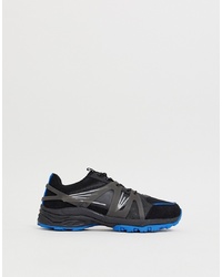 ASOS DESIGN Dad Trainers In Black Mesh With Blue Colour Flash Chunky Sole