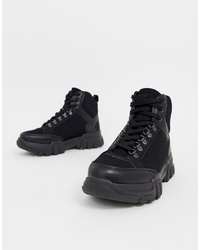 ASOS DESIGN Darkness Chunky Hiker Trainer Boots In Black