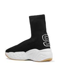 Acne Studios Leather Appliqud Stretch Knit Sock Sneakers
