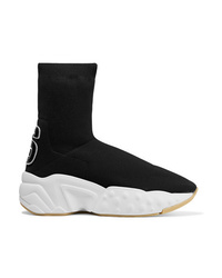 Acne Studios Leather Appliqud Stretch Knit Sock Sneakers