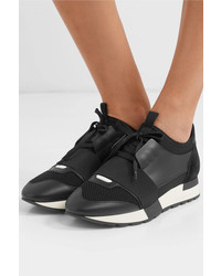 Balenciaga Race Runner Stretch Knit Mesh Suede And Leather Sneakers