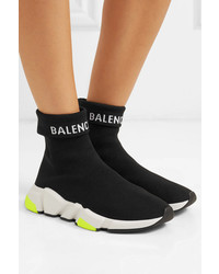 Balenciaga Speed Logo Intarsia Stretch Knit High Top Sneakers