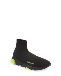 Balenciaga Speed Lt Clear Sole Sock Sneaker In Blackclearneon At Nordstrom
