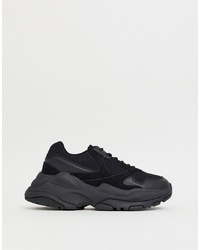 ASOS DESIGN Trainers In Black Mix With Chunky Sole
