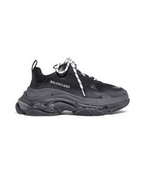 Balenciaga Triple S Clear Sole Leather Nubuck And Mesh Sneakers