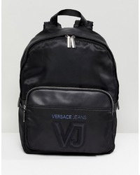 Versace Jeans Backpack In Black With Logo