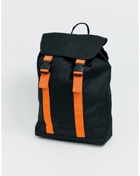 ASOS DESIGN Backpack In Black With Orange Double S
