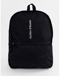 ASOS DESIGN Backpack In Black With Untold Youth Slogan
