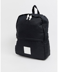 ASOS DESIGN Backpack In Black With White Pu Logo Patch