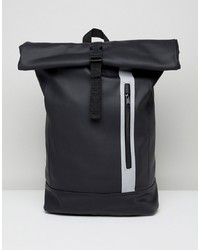 ASOS DESIGN Backpack In Rubberised Finish In Black With Internal Laptop Pouch And And Reflective Zip