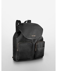 Calvin Klein Leather Trim Nylon Backpack