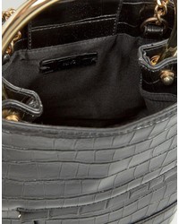 Mango Croc Detail Metal Handle Backpack