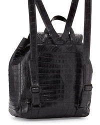 Nancy Gonzalez Crocodile Drawstring Backpack Black Matte