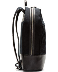 WANT Les Essentiels De La Vie Black Wool Leather Trimmed Kastrup Backpack