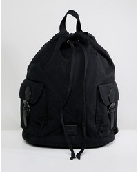 ASOS DESIGN Duffel Backpack In Black With Front Pockets And Internal Laptop Pouch