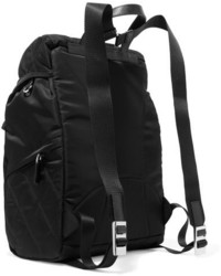 Prada Embellished Leather Trimmed Quilted Shell Backpack Black