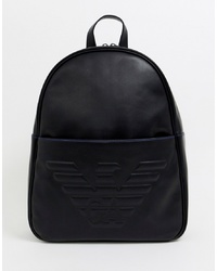 Emporio Armani Embossed Large Eagle Backpack In Black