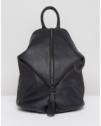 Asos Front Zip Backpack With Dog Clip And Tassel