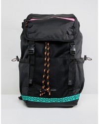 ASOS DESIGN Hiker Backpack In Black With Coloured Trims