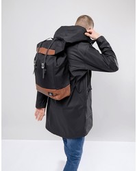 ASOS DESIGN Hiker Backpack In Black With Double Strap And Tan Trims