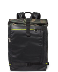 Paul Smith Leather Trimmed Camouflage Panelled Ripstop Backpack