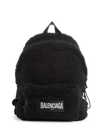Balenciaga Logo Faux Shearling Backpack