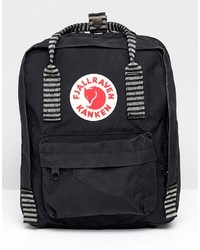 FjallRaven Mini Kanken Black Backpack With Contrast Stripes Stripe