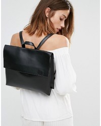 Pieces Minimal Black Backpack With Black Fastening Detail