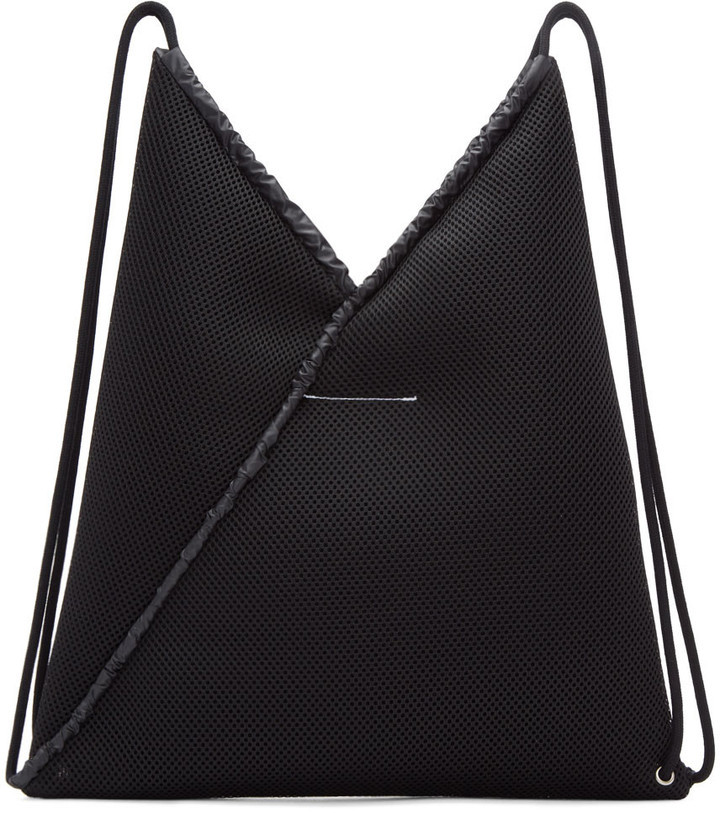 Mm6 Maison Martin Margiela Black Mesh Drawstring Backpack, $215