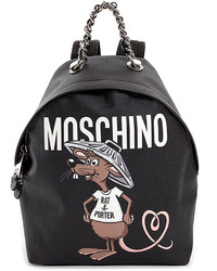 Moschino Rat A Porter Logo Backpack Black