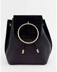 New Look Ring Detail Backpack In Black