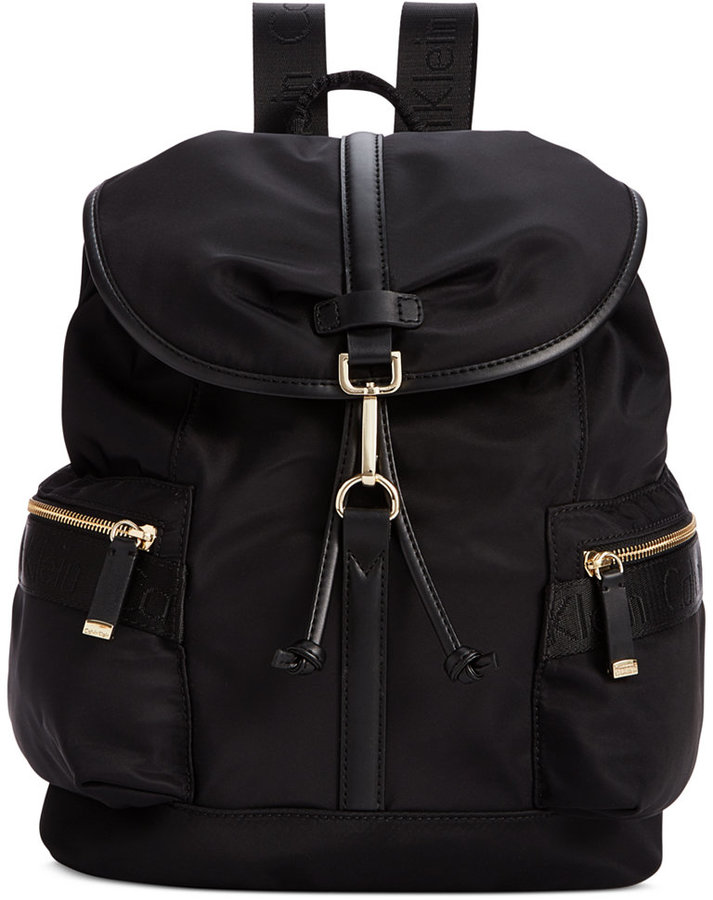 calvin klein black nylon backpack