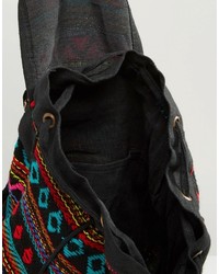 Reclaimed Vintage Tapestry Mini Backpack In Black