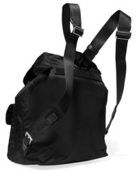 Prada Vela Large Leather Trimmed Shell Backpack Black