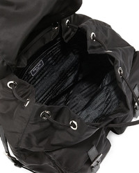 Prada Vela Large Two Pocket Backpack Black