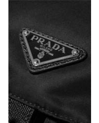 Prada Vela Small Leather Trimmed Shell Backpack Black