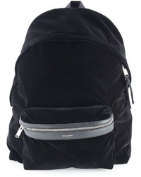 Saint Laurent Velvet Backpack W Leather Trim Black