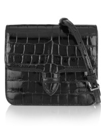 Alaia Alaa Patent Alligator Shoulder Bag Black