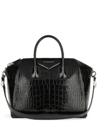 Givenchy Antigona Medium Genuine Crocodile Satchel Bag Black