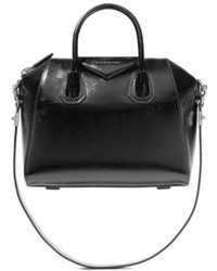 Givenchy Antigona Small Glossed Textured Leather Shoulder Bag Black