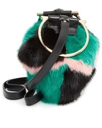Salvatore Ferragamo Badia Genuine Mink Fur Bracelet Bag Green
