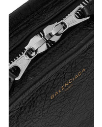 Balenciaga Bazar Textured Leather Shoulder Bag Black