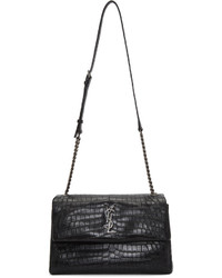 Saint Laurent Black Croc Medium West Hollywood Bag