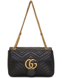 Gucci Black Medium Gg Marmont 20 Bag