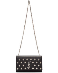 Saint Laurent Black Medium Heart Studded Monogram Kate Chain Bag