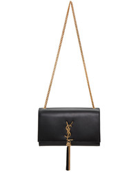 Saint Laurent Black Medium Monogram Kate Chain Tassel Bag