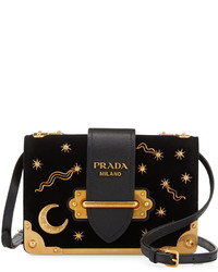 Prada Cahier Astrology Velvet Shoulder Bag Black